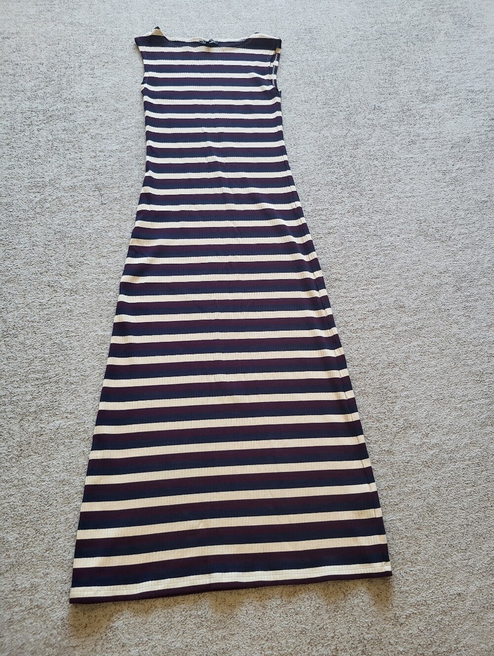 J. Crew Navy and Cream Striped Sleeveless Maxi Dress